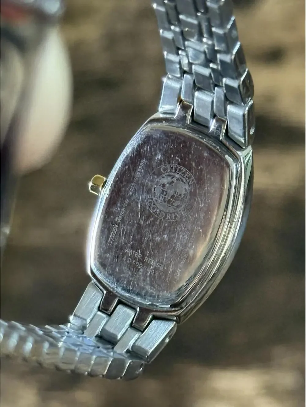 Rare Vintage Citizen Silhouette Eco Drive Gold/Silver Tone Crystal Bezel Watch